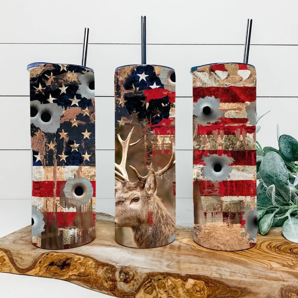 Deer Hunting 20oz Tumbler With Metal Straw